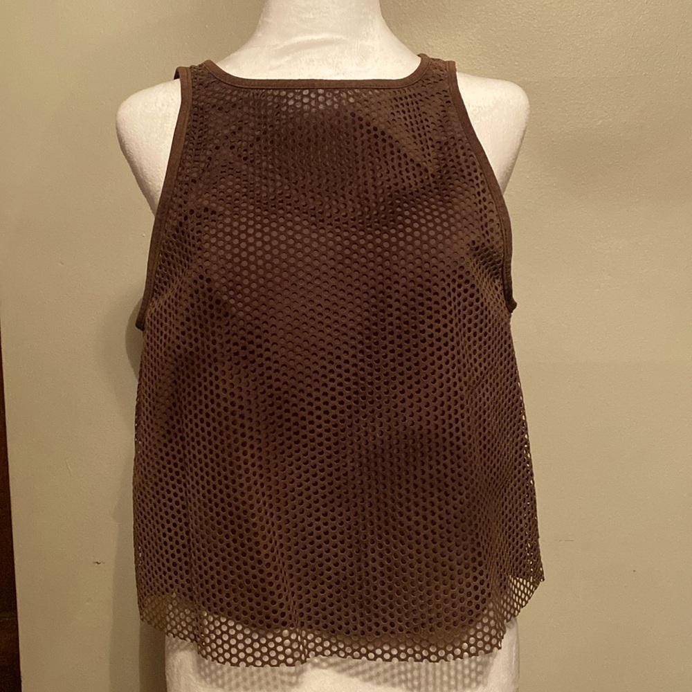Gap chocolate brown, suede leather top, size Small